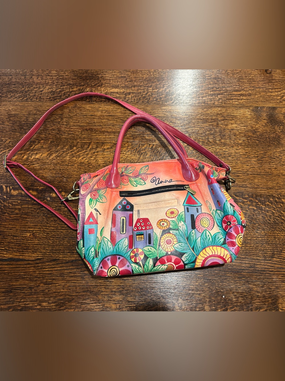 Anna by Anuschka Multicolor Floral Village Satchel - Pink Accents